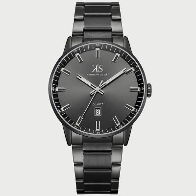 Kenneth Scott Men's Black Analog Stainless Steel Strap Watch K22010-BBBB