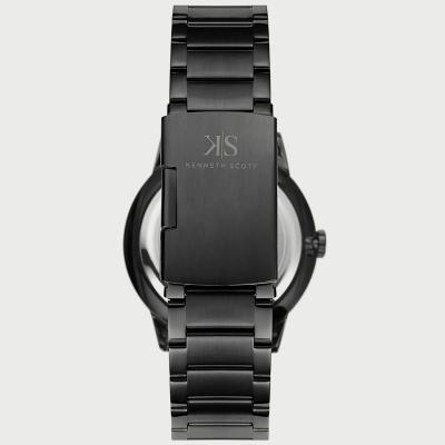 Kenneth Scott Men's Black Analog Stainless Steel Strap Watch K22010-BBBB