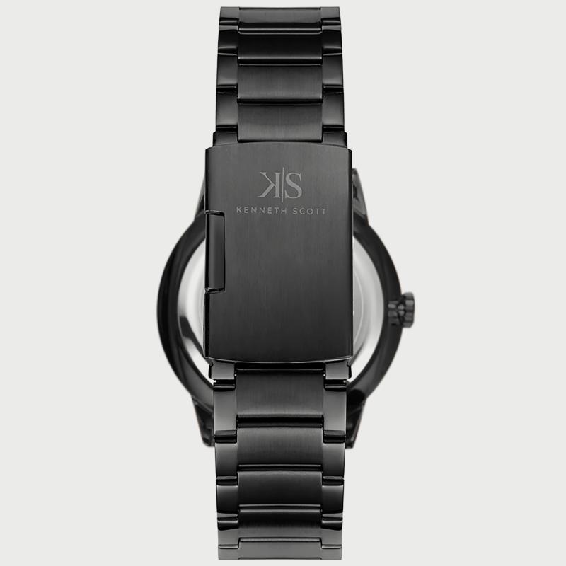 Kenneth Scott Men's Black Analog Stainless Steel Strap Watch K22010-BBBB
