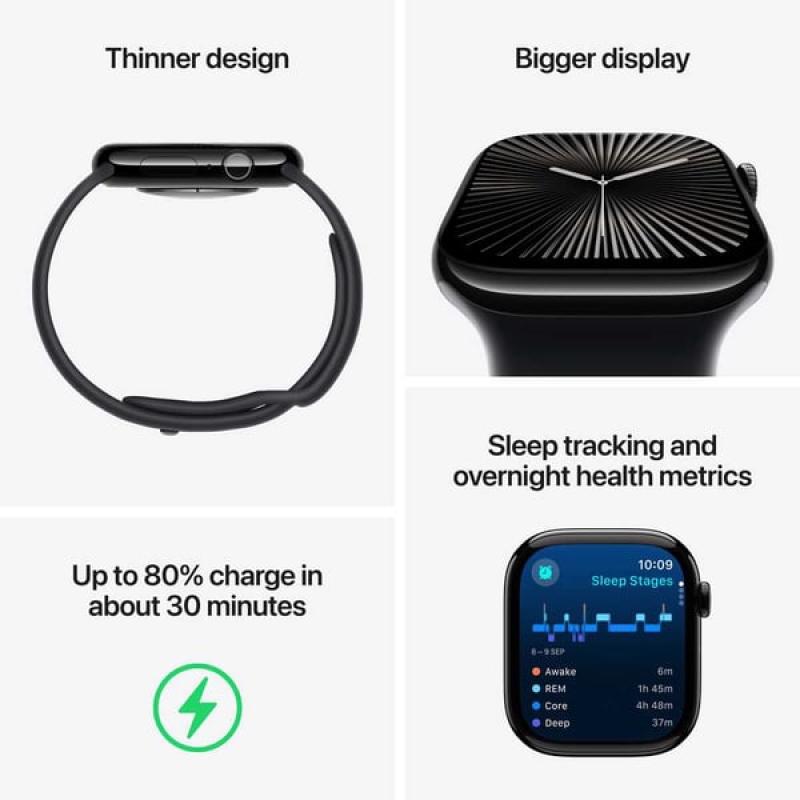 Apple Watch Series 10 GPS 46mm Silver Aluminum Case with Blue Cloud Sport Loop