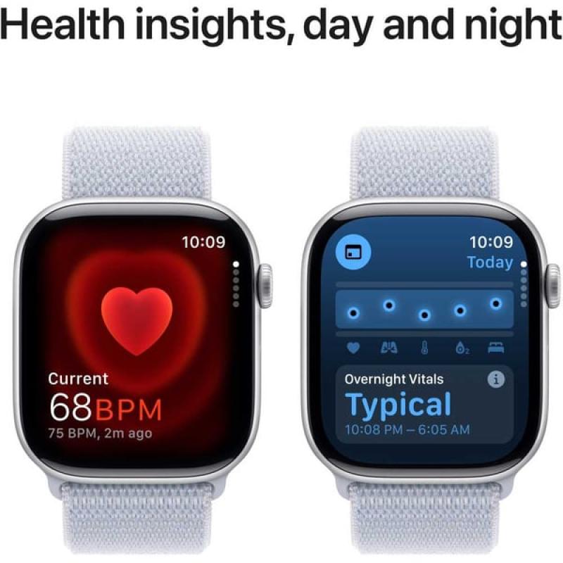 Apple Watch Series 10 GPS 46mm Silver Aluminum Case with Blue Cloud Sport Loop