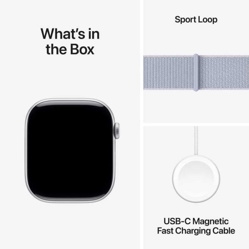 Apple Watch Series 10 GPS 46mm Silver Aluminum Case with Blue Cloud Sport Loop