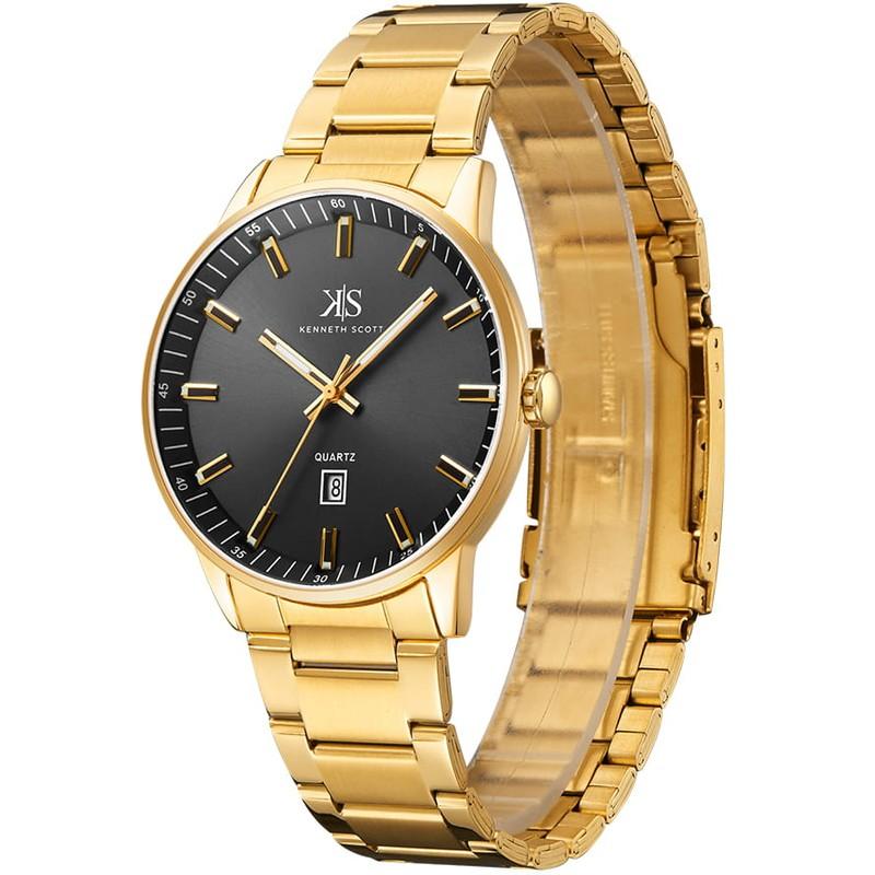 Kenneth Scott Men's Black Dial Analog Watch - K22010-GBGB