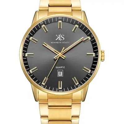 Kenneth Scott Men's Black Dial Analog Watch - K22010-GBGB