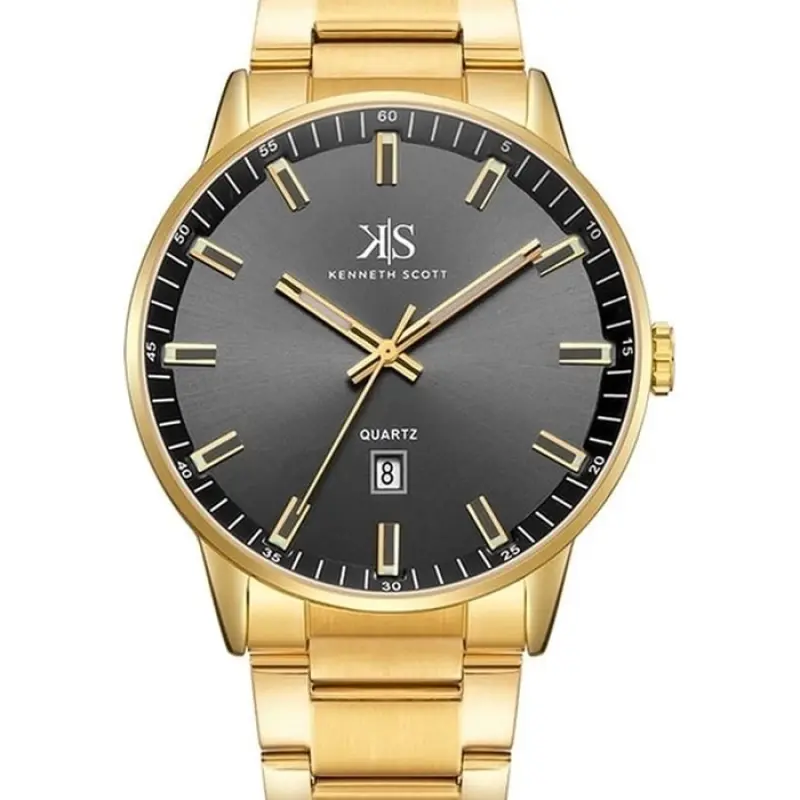Kenneth Scott Men's Black Dial Analog Watch - K22010-GBGB