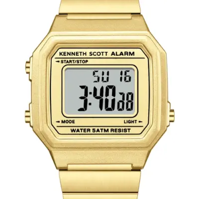 Kenneth Scott 39 MM Silver Digital Stainless Steel Watch | K25705-SBSB