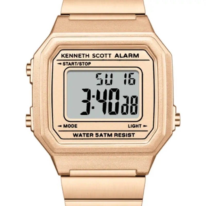 Kenneth Scott 39 MM Silver Digital Stainless Steel Watch | K25705-SBSB