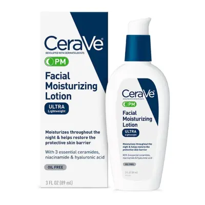 CeraVe PM Facial Moisturizer, 3 Ounce (Pack of 1) | Lotion | Face | Ultra-Light