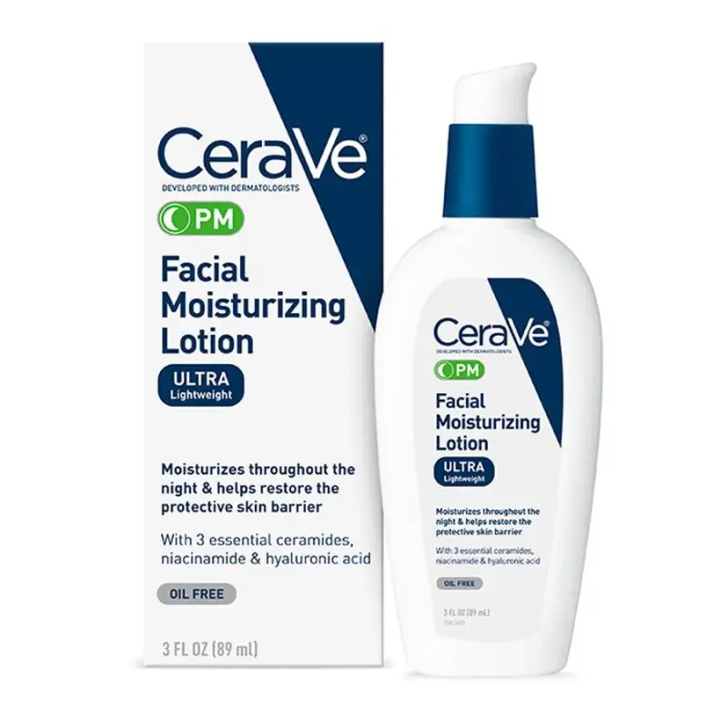 CeraVe PM Facial Moisturizer, 3 Ounce (Pack of 1) | Lotion | Face | Ultra-Light