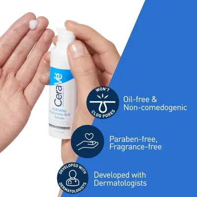 Hyaluronic Acid Serum for Face with Vitamin B5 and Ceramides, Hydrating Face Ser