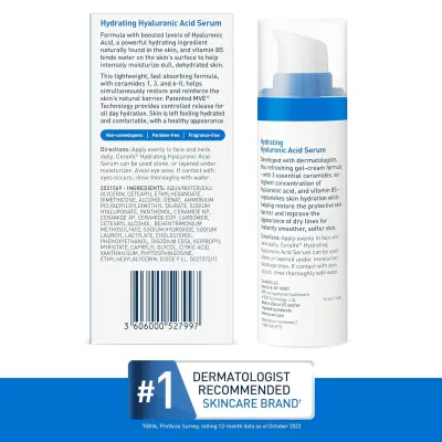 Hyaluronic Acid Serum for Face with Vitamin B5 and Ceramides, Hydrating Face Ser