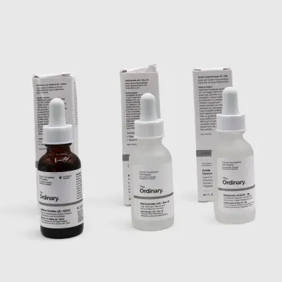 The Ordinary Niacinamide + Zinc 1%, Hyaluronic Acid 2% + B5, Caffeine Solution5%