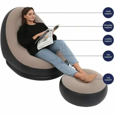 Inflatable Lounge Chair with Footrest, Portable Inflatable Seats